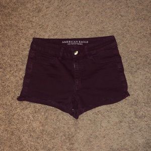 High-Rise Burgundy Shorts